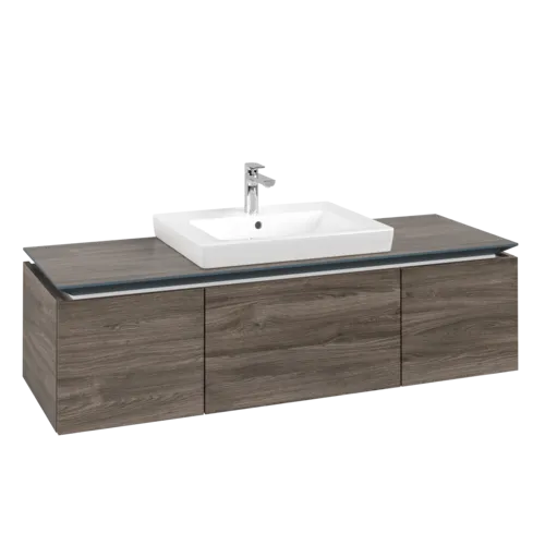 Picture of VILLEROY BOCH Legato Vanity unit, 3 pull-out compartments, 1400 x 380 x 500 mm, Stone Oak / Stone Oak #B68400RK