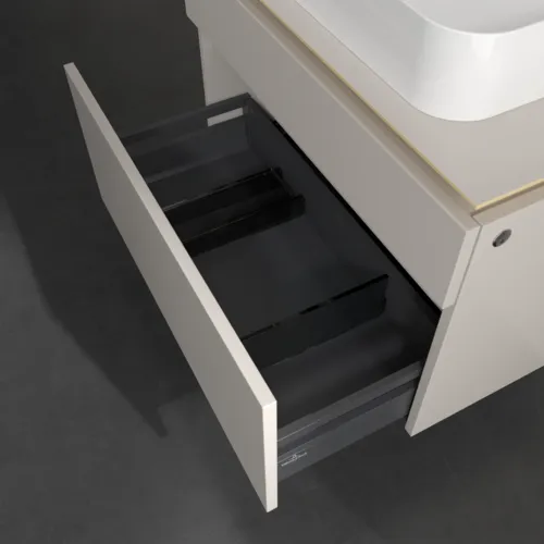 Obrázek VILLEROY BOCH Legato toaletní skříňka, s osvětlením, 2 výsuvy, 800 x 550 x 500 mm, Soft Grey / Soft Grey #B754L0VK