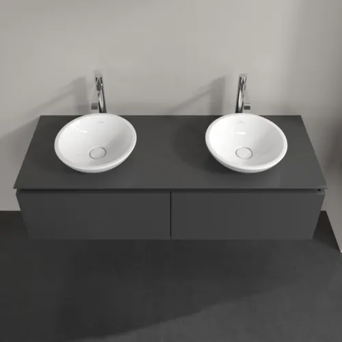 Bild von VILLEROY BOCH Legato Waschbeckenunterschrank, 2 Auszüge, 1400 x 380 x 500 mm, Glossy Grey / Glossy Grey #B59100FP