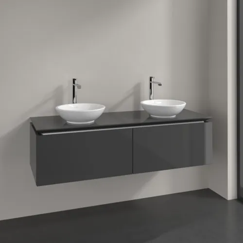 Bild von VILLEROY BOCH Legato Waschbeckenunterschrank, 2 Auszüge, 1400 x 380 x 500 mm, Glossy Grey / Glossy Grey #B59100FP