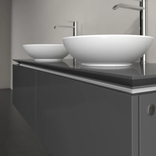 Bild von VILLEROY BOCH Legato Waschbeckenunterschrank, 2 Auszüge, 1400 x 380 x 500 mm, Glossy Grey / Glossy Grey #B59100FP