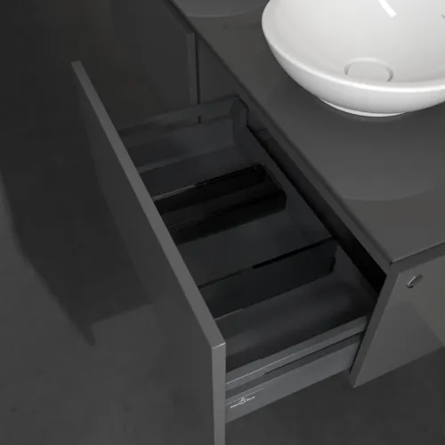 Bild von VILLEROY BOCH Legato Waschbeckenunterschrank, 2 Auszüge, 1400 x 380 x 500 mm, Glossy Grey / Glossy Grey #B59100FP