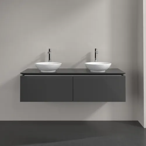 Bild von VILLEROY BOCH Legato Waschbeckenunterschrank, 2 Auszüge, 1400 x 380 x 500 mm, Glossy Grey / Glossy Grey #B59100FP