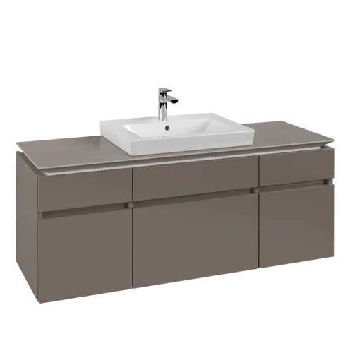 Picture of VILLEROY BOCH Legato Vanity unit, 5 pull-out compartments, 1400 x 550 x 500 mm, Truffle Grey / Truffle Grey #B68500VG