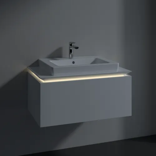 Bild von VILLEROY BOCH Legato Waschbeckenunterschrank, mit Beleuchtung, 1 Auszug, 800 x 380 x 500 mm, Glossy White / Glossy White #B678L0DH