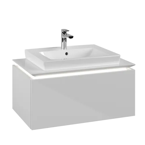 VILLEROY BOCH Legato Vanity unit, with lighting, 1 pull-out compartment, 800 x 380 x 500 mm, Glossy White / Glossy White #B678L0DH resmi