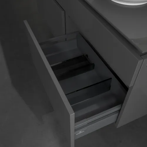 Bild von VILLEROY BOCH Legato Waschbeckenunterschrank, mit Beleuchtung, 4 Auszüge, 1400 x 550 x 500 mm, Glossy Grey / Glossy Grey #B590L0FP