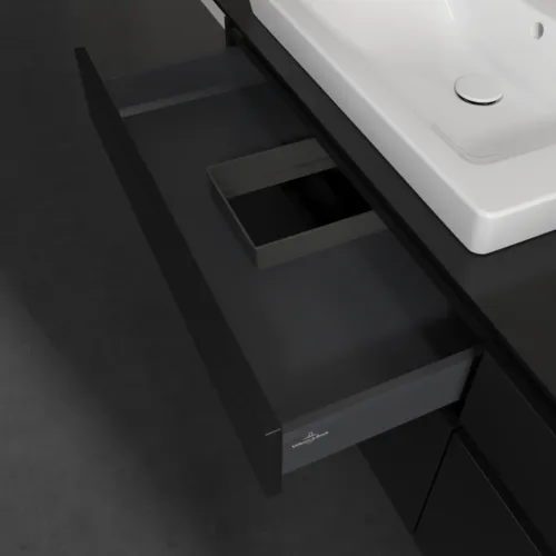 Bild von VILLEROY BOCH Legato Waschbeckenunterschrank, mit Beleuchtung, 4 Auszüge, 1600 x 550 x 500 mm, Black Matt Lacquer / Black Matt Lacquer #B693L0PD