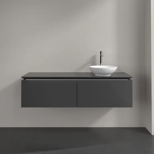 Bild von VILLEROY BOCH Legato Waschbeckenunterschrank, 2 Auszüge, 1400 x 380 x 500 mm, Glossy Grey / Glossy Grey #B58900FP