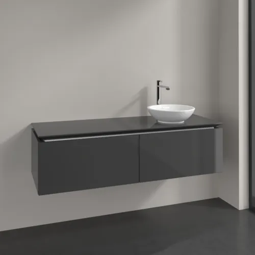 Bild von VILLEROY BOCH Legato Waschbeckenunterschrank, 2 Auszüge, 1400 x 380 x 500 mm, Glossy Grey / Glossy Grey #B58900FP