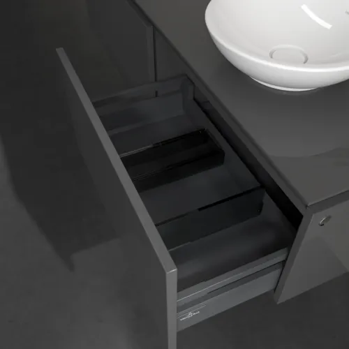 Bild von VILLEROY BOCH Legato Waschbeckenunterschrank, 2 Auszüge, 1400 x 380 x 500 mm, Glossy Grey / Glossy Grey #B58900FP