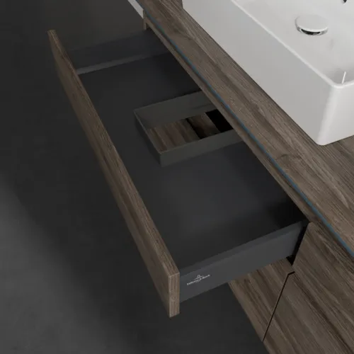 Bild von VILLEROY BOCH Legato Waschbeckenunterschrank, 4 Auszüge, 1600 x 550 x 500 mm, Stone Oak / Stone Oak #B67700RK