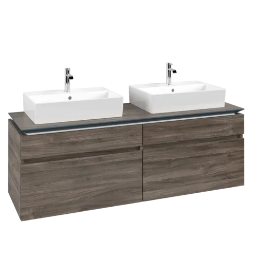Picture of VILLEROY BOCH Legato Vanity unit, 4 pull-out compartments, 1600 x 550 x 500 mm, Stone Oak / Stone Oak #B67700RK