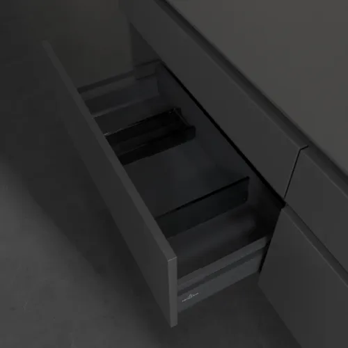 Bild von VILLEROY BOCH Legato Waschbeckenunterschrank, mit Beleuchtung, 4 Auszüge, 1600 x 550 x 500 mm, Glossy Grey / Glossy Grey #B598L0FP