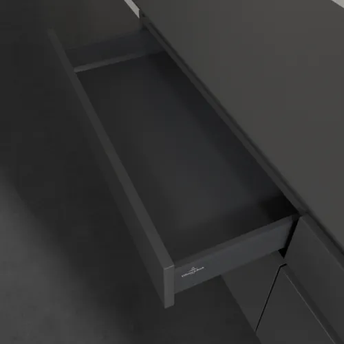 Bild von VILLEROY BOCH Legato Waschbeckenunterschrank, mit Beleuchtung, 4 Auszüge, 1600 x 550 x 500 mm, Glossy Grey / Glossy Grey #B598L0FP