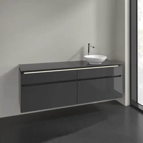 Bild von VILLEROY BOCH Legato Waschbeckenunterschrank, mit Beleuchtung, 4 Auszüge, 1600 x 550 x 500 mm, Glossy Grey / Glossy Grey #B598L0FP