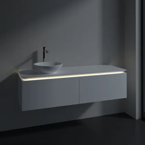 Bild von VILLEROY BOCH Legato Waschbeckenunterschrank, mit Beleuchtung, 2 Auszüge, 1400 x 380 x 500 mm, White Matt / White Matt #B587L0MS