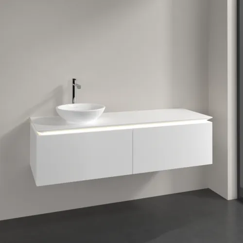 Bild von VILLEROY BOCH Legato Waschbeckenunterschrank, mit Beleuchtung, 2 Auszüge, 1400 x 380 x 500 mm, White Matt / White Matt #B587L0MS