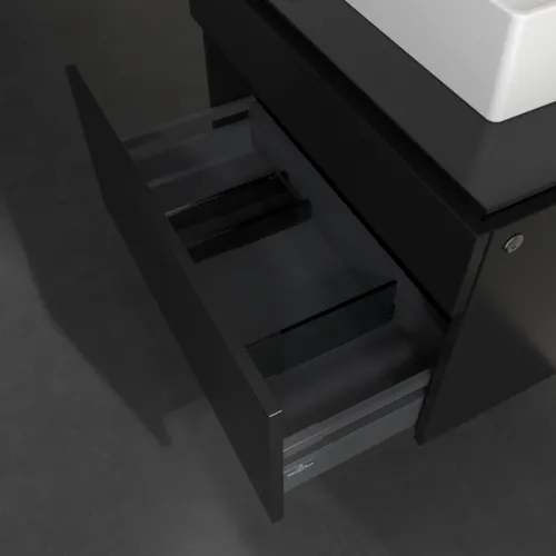 VILLEROY BOCH Legato Waschbeckenunterschrank, mit Beleuchtung, 2 Auszüge, 800 x 550 x 500 mm, Black Matt Lacquer / Black Matt Lacquer #B602L0PD, Bild 5