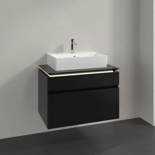VILLEROY BOCH Legato Waschbeckenunterschrank, mit Beleuchtung, 2 Auszüge, 800 x 550 x 500 mm, Black Matt Lacquer / Black Matt Lacquer #B602L0PD, Bild 2