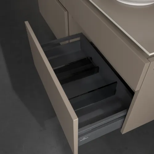 Bild von VILLEROY BOCH Legato Waschbeckenunterschrank, 4 Auszüge, 1400 x 550 x 500 mm, Truffle Grey / Truffle Grey #B59000VG