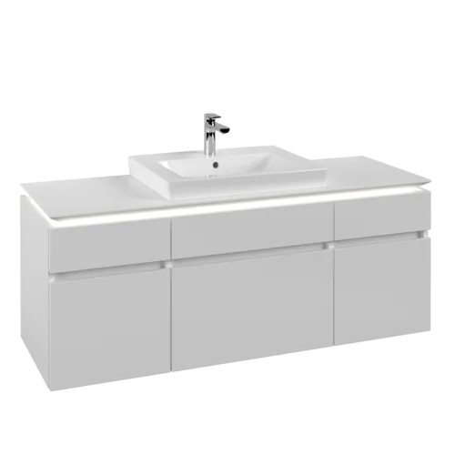 Зображення з  VILLEROY BOCH Legato Vanity unit, with lighting, 5 pull-out compartments, 1400 x 550 x 500 mm, White Matt / White Matt #B685L0MS