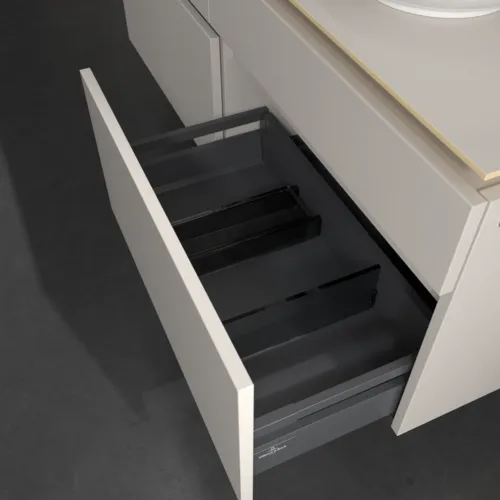Bild von VILLEROY BOCH Legato Waschbeckenunterschrank, 4 Auszüge, 1400 x 550 x 500 mm, Soft Grey / Soft Grey #B59000VK