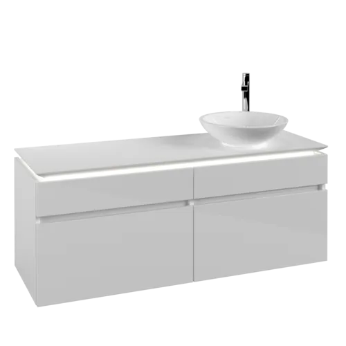 Зображення з  VILLEROY BOCH Legato Vanity unit, with lighting, 4 pull-out compartments, 1400 x 550 x 500 mm, Glossy White / Glossy White #B590L0DH