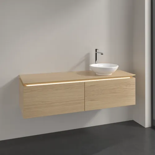 Bild von VILLEROY BOCH Legato Waschbeckenunterschrank, mit Beleuchtung, 2 Auszüge, 1400 x 380 x 500 mm, Nordic Oak / Nordic Oak #B589L0VJ