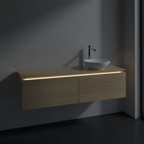 Bild von VILLEROY BOCH Legato Waschbeckenunterschrank, mit Beleuchtung, 2 Auszüge, 1400 x 380 x 500 mm, Nordic Oak / Nordic Oak #B589L0VJ
