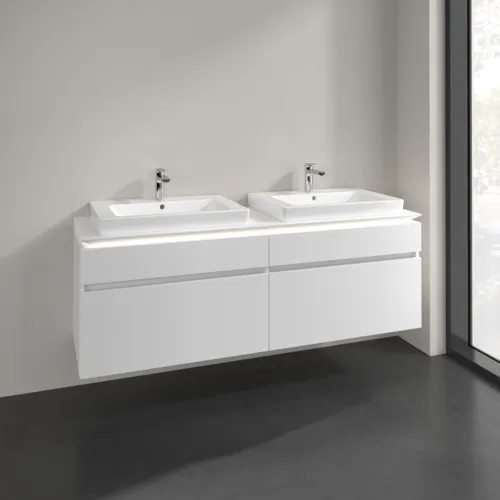 Bild von VILLEROY BOCH Legato Waschbeckenunterschrank, mit Beleuchtung, 4 Auszüge, 1600 x 550 x 500 mm, White Matt / White Matt #B693L0MS