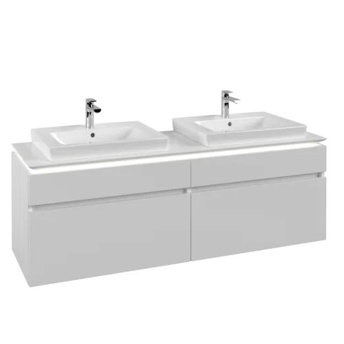 Obrázek VILLEROY BOCH Legato toaletní skříňka, s osvětlením, 4 výsuvy, 1600 x 550 x 500 mm, bílá matná / bílá matná #B693L0MS