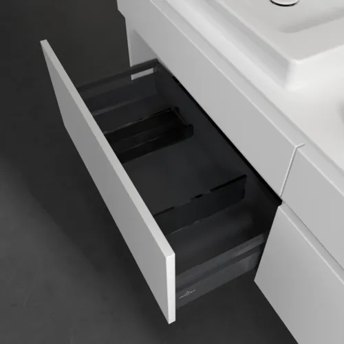 Bild von VILLEROY BOCH Legato Waschbeckenunterschrank, mit Beleuchtung, 4 Auszüge, 1600 x 550 x 500 mm, White Matt / White Matt #B693L0MS