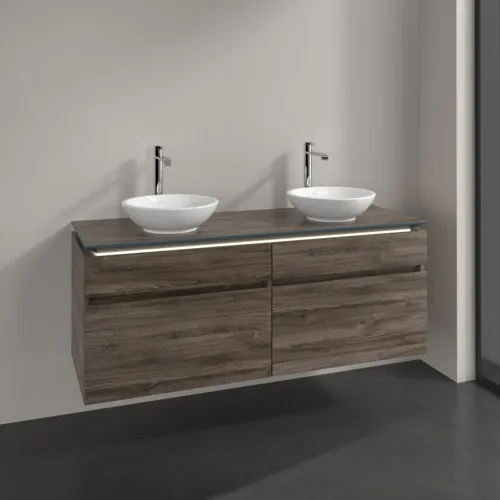 Bild von VILLEROY BOCH Legato Waschbeckenunterschrank, mit Beleuchtung, 4 Auszüge, 1400 x 550 x 500 mm, Stone Oak / Stone Oak #B592L0RK