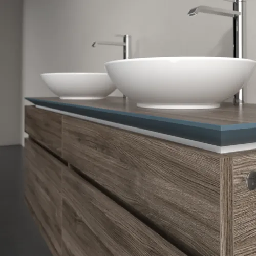 Bild von VILLEROY BOCH Legato Waschbeckenunterschrank, mit Beleuchtung, 4 Auszüge, 1400 x 550 x 500 mm, Stone Oak / Stone Oak #B592L0RK