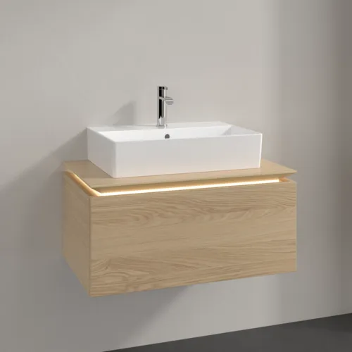 Bild von VILLEROY BOCH Legato Waschbeckenunterschrank, mit Beleuchtung, 1 Auszug, 800 x 380 x 500 mm, Nordic Oak / Nordic Oak #B601L0VJ