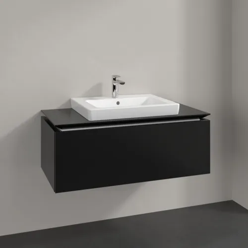 VILLEROY BOCH Legato Waschbeckenunterschrank, 1 Auszug, 1000 x 380 x 500 mm, Black Matt Lacquer / Black Matt Lacquer #B68000PD, Bild 2