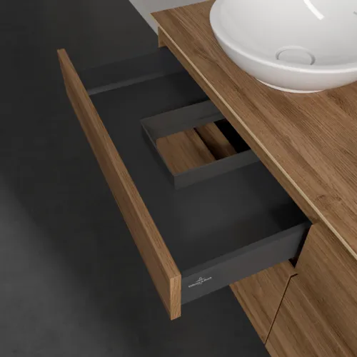 Bild von VILLEROY BOCH Legato Waschbeckenunterschrank, mit Beleuchtung, 4 Auszüge, 1400 x 550 x 500 mm, Kansas Oak / Kansas Oak #B592L0RH