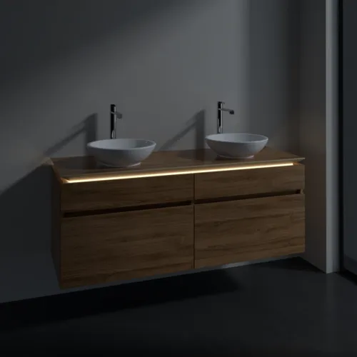 Bild von VILLEROY BOCH Legato Waschbeckenunterschrank, mit Beleuchtung, 4 Auszüge, 1400 x 550 x 500 mm, Kansas Oak / Kansas Oak #B592L0RH