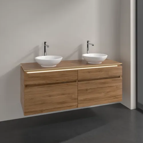 Bild von VILLEROY BOCH Legato Waschbeckenunterschrank, mit Beleuchtung, 4 Auszüge, 1400 x 550 x 500 mm, Kansas Oak / Kansas Oak #B592L0RH