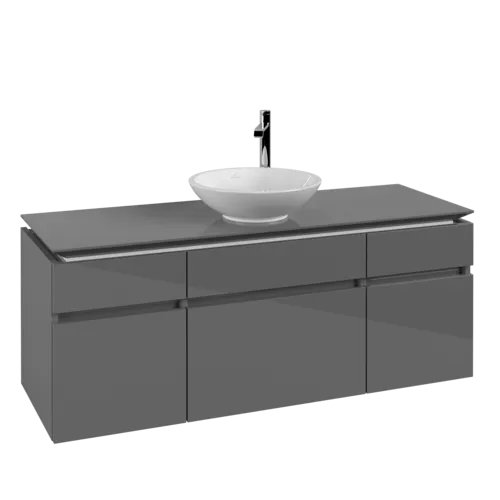 VILLEROY BOCH Legato Vanity unit, 5 pull-out compartments, 1400 x 550 x 500 mm, Glossy Grey / Glossy Grey #B58600FP resmi