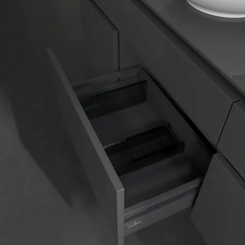 Bild von VILLEROY BOCH Legato Waschbeckenunterschrank, 5 Auszüge, 1400 x 550 x 500 mm, Glossy Grey / Glossy Grey #B58600FP