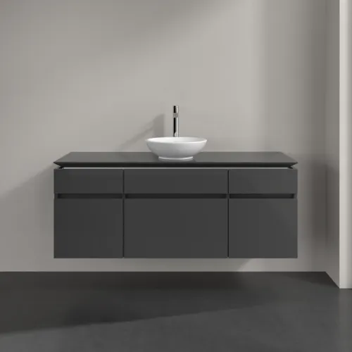 Bild von VILLEROY BOCH Legato Waschbeckenunterschrank, 5 Auszüge, 1400 x 550 x 500 mm, Glossy Grey / Glossy Grey #B58600FP