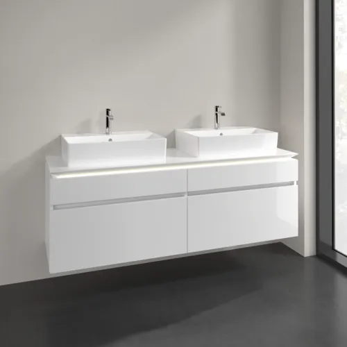Bild von VILLEROY BOCH Legato Waschbeckenunterschrank, mit Beleuchtung, 4 Auszüge, 1600 x 550 x 500 mm, Glossy White / Glossy White #B677L0DH