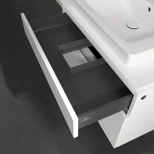 Bild von VILLEROY BOCH Legato Waschbeckenunterschrank, mit Beleuchtung, 2 Auszüge, 800 x 550 x 500 mm, White Matt / White Matt #B679L0MS