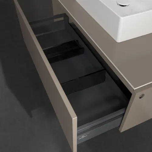 Bild von VILLEROY BOCH Legato Waschbeckenunterschrank, mit Beleuchtung, 1 Auszug, 1000 x 380 x 500 mm, Truffle Grey / Truffle Grey #B603L0VG