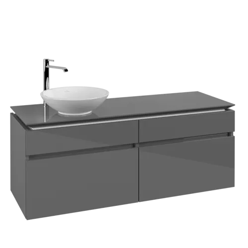 VILLEROY BOCH Legato Vanity unit, 4 pull-out compartments, 1400 x 550 x 500 mm, Glossy Grey / Glossy Grey #B58800FP resmi