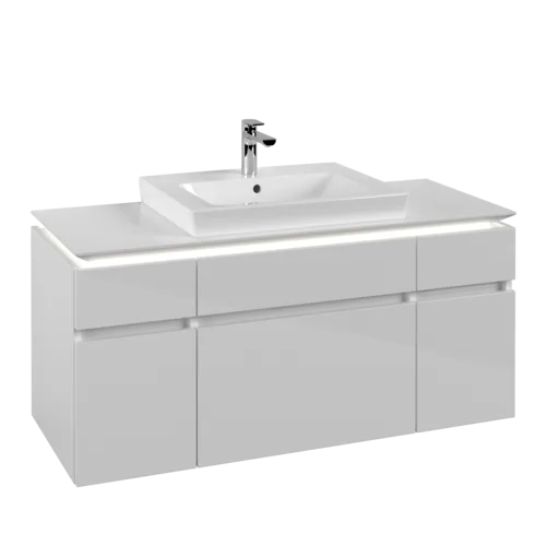 Obrázek VILLEROY BOCH Legato toaletní skříňka, s osvětlením, 5 výsuvů, 1200 x 550 x 500 mm, lesklá bílá / lesklá bílá #B683L0DH