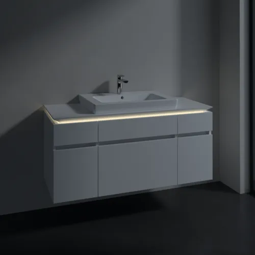 Obrázek VILLEROY BOCH Legato toaletní skříňka, s osvětlením, 5 výsuvů, 1200 x 550 x 500 mm, lesklá bílá / lesklá bílá #B683L0DH