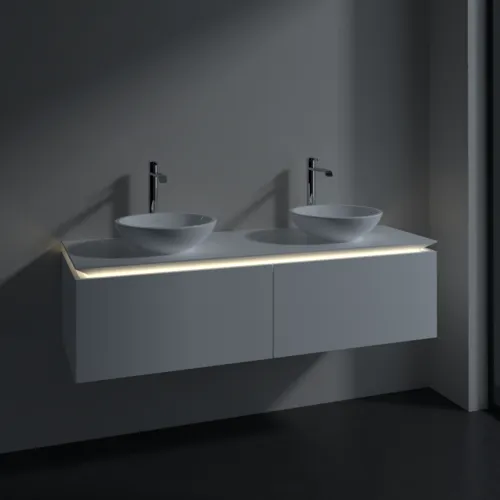 Bild von VILLEROY BOCH Legato Waschbeckenunterschrank, mit Beleuchtung, 2 Auszüge, 1400 x 380 x 500 mm, White Matt / White Matt #B591L0MS